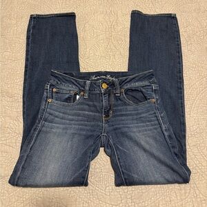 American Eagle Outfitters Women's Stretch Dark Wash Straight Leg Y2K Jeans